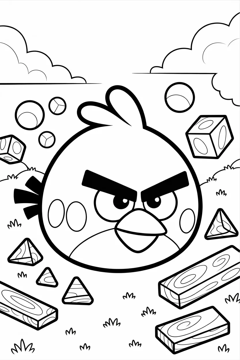 Cartoon angry birds Design 1 - Cartoon Angry Birds Coloring Pages Free Printable