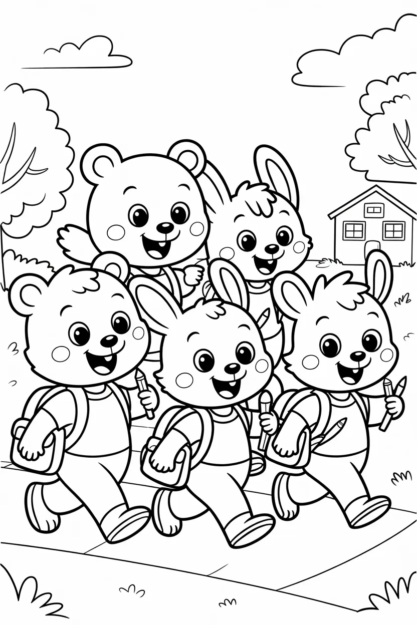 Cartoon animals Design 1 - Cute Cartoon Animals Coloring Pages Free Printable