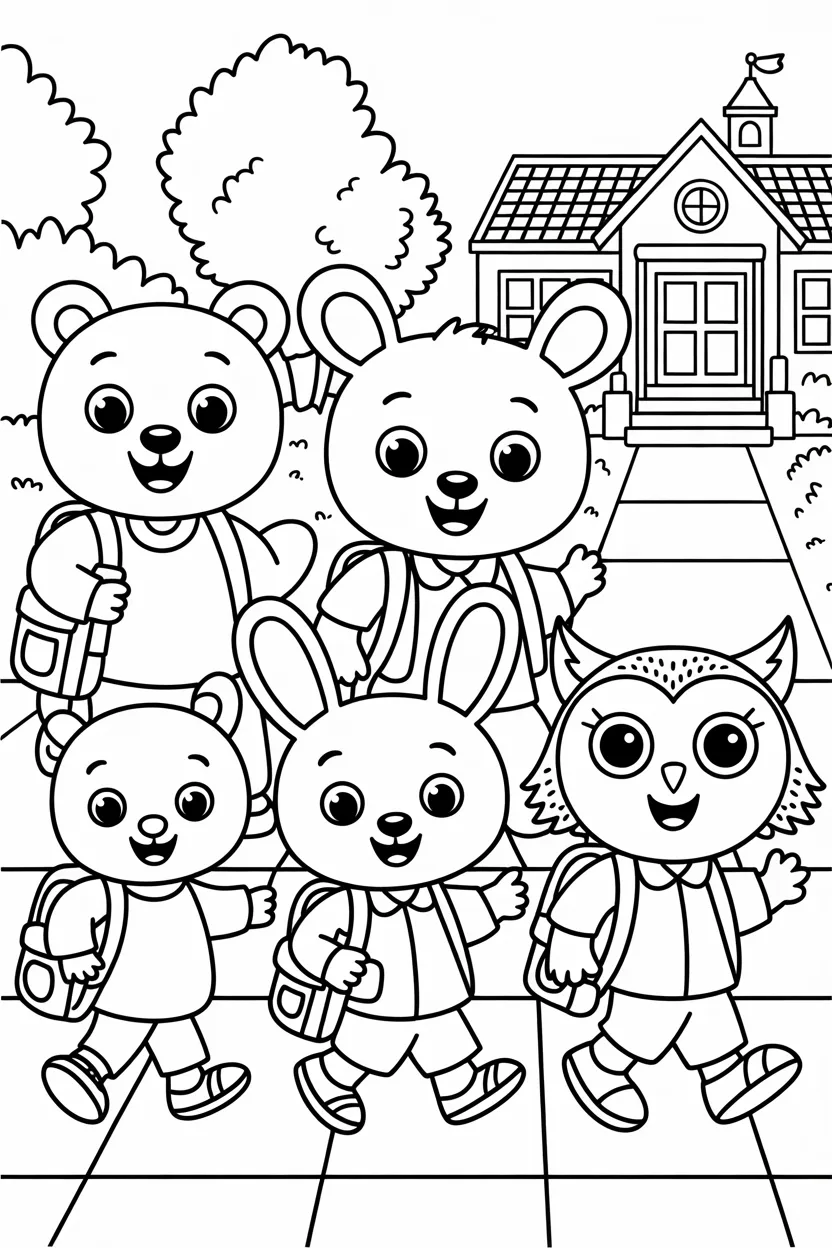 Cartoon animals Design 2 - Cute Cartoon Animals Coloring Pages Free Printable