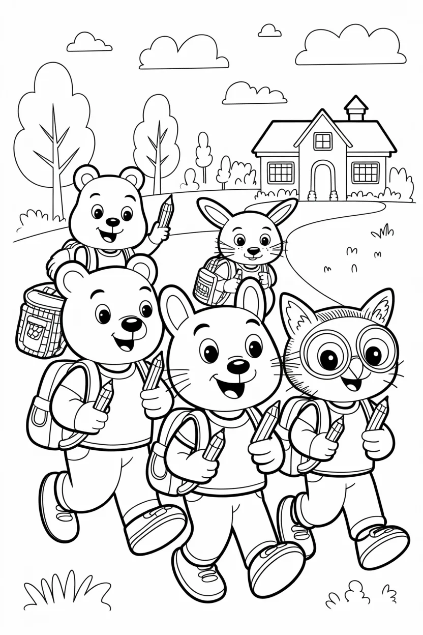 Cartoon animals Design 3 - Cute Cartoon Animals Coloring Pages Free Printable