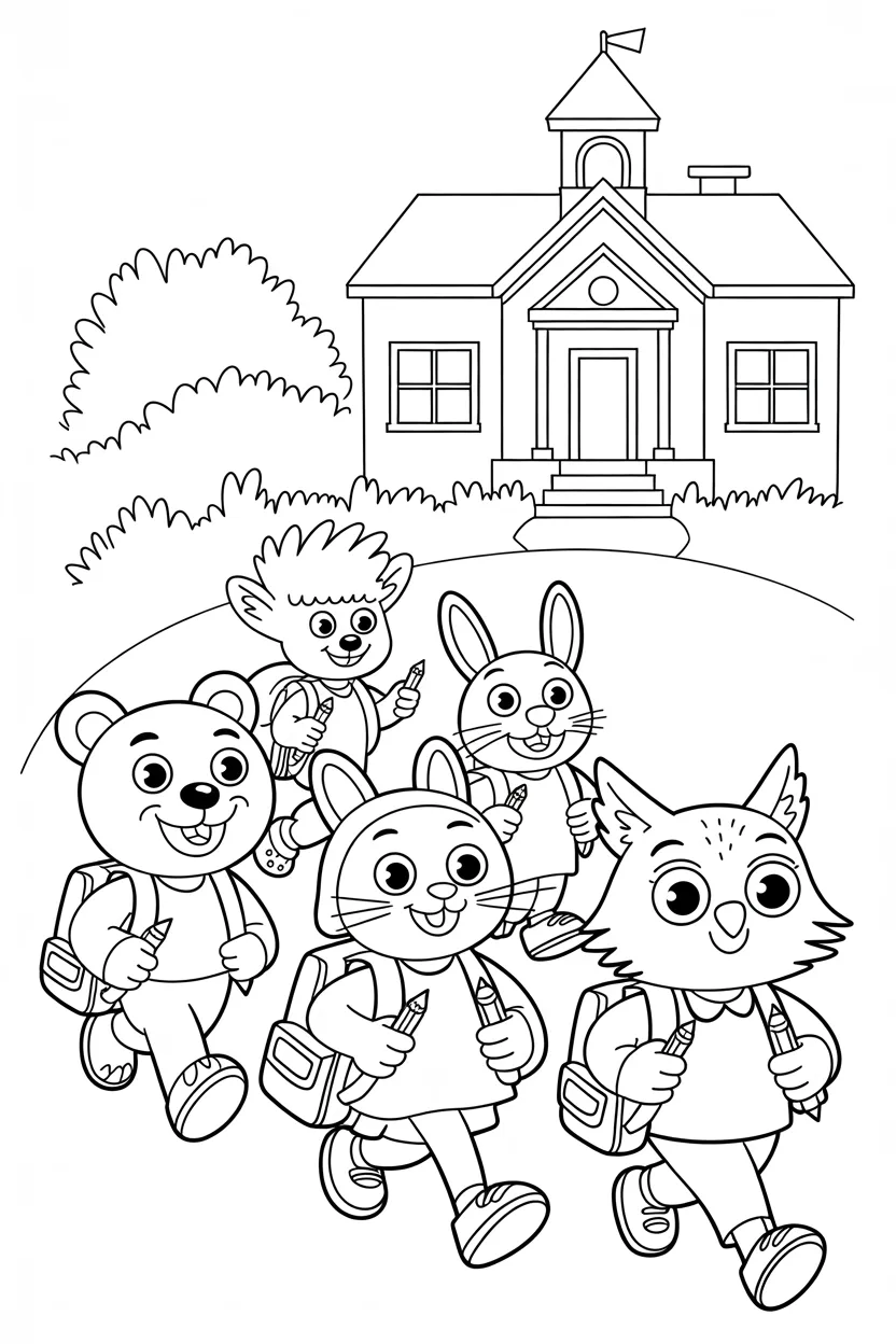 Cartoon animals Design 4 - Cute Cartoon Animals Coloring Pages Free Printable