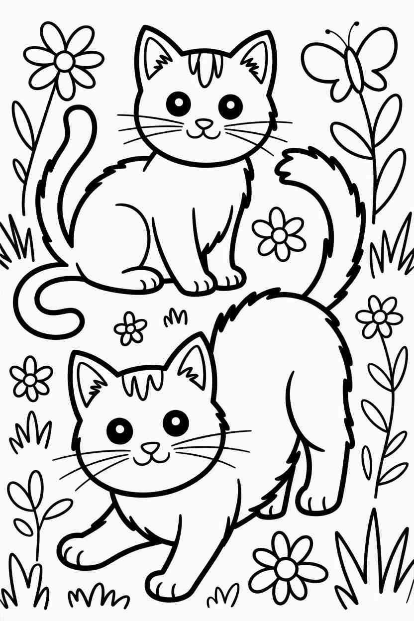 Cats fun - Cats Coloring Pages Free Printable – Fun, Easy, and Purr-fect for Kids (3)