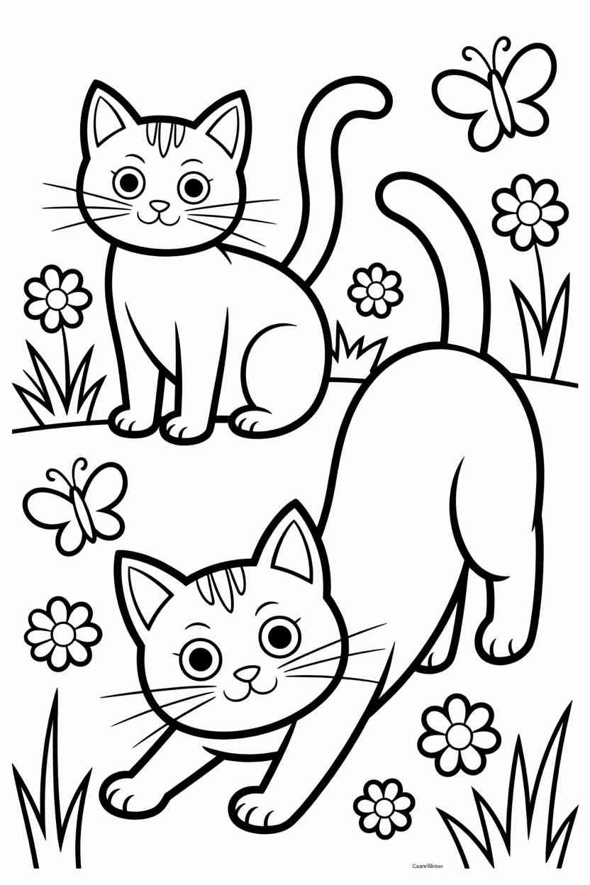 Cats fun - Cats Coloring Pages Free Printable – Fun, Easy, and Purr-fect for Kids (4)