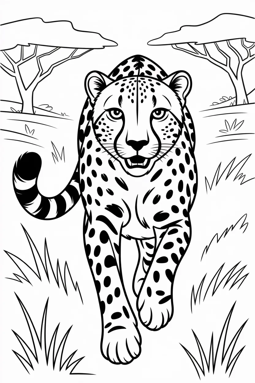 Cheetah Design 1 - Cheetah Coloring Pages Free Printable for Kids - Exciting