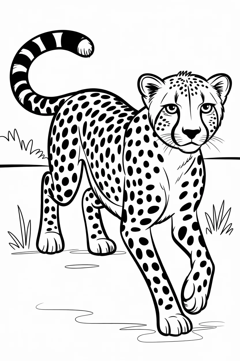 Cheetah Design 2 - Cheetah Coloring Pages Free Printable for Kids - Exciting