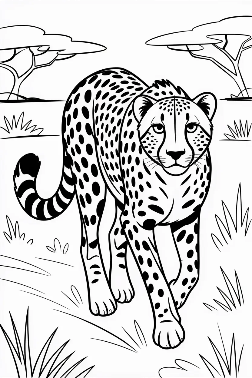 Cheetah Design 3 - Cheetah Coloring Pages Free Printable for Kids - Exciting