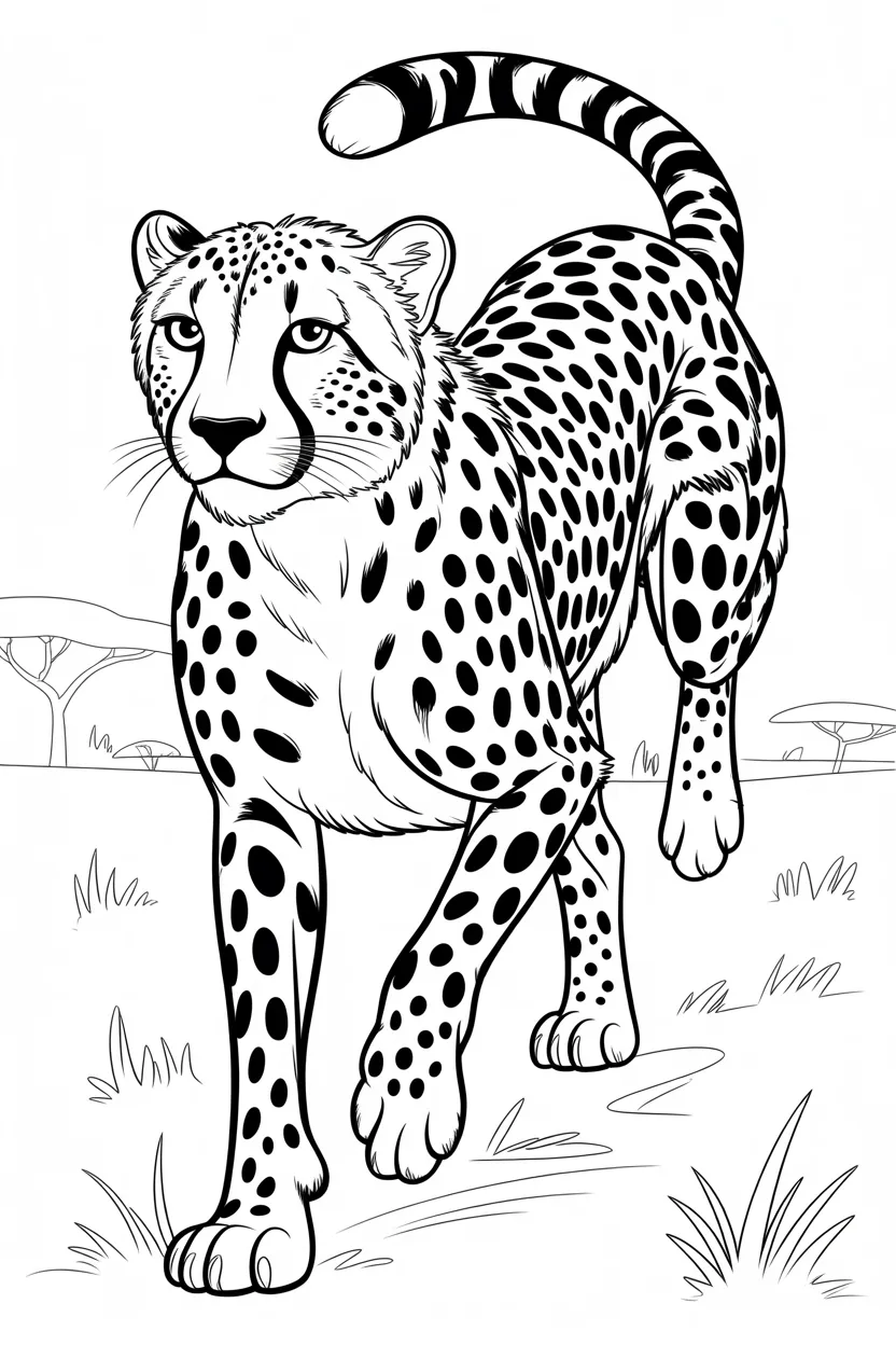 Cheetah Design 4 - Cheetah Coloring Pages Free Printable for Kids - Exciting