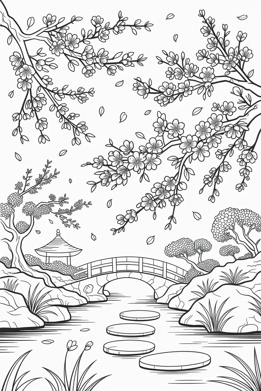 Cherry blossom Design 2 - Cherry Blossom Coloring Pages Free Printable - Beautiful