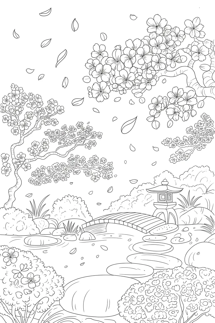 Cherry blossom Design 4 - Cherry Blossom Coloring Pages Free Printable - Beautiful