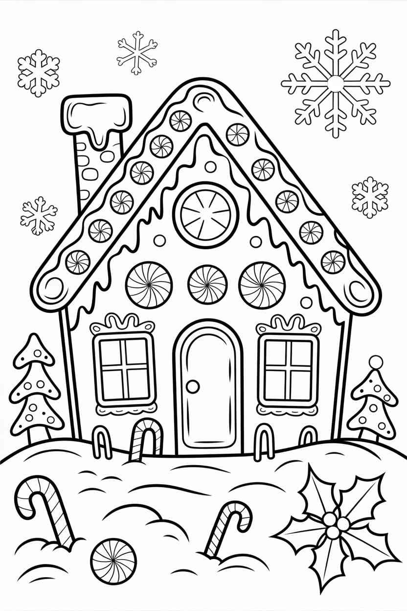 Christmas ginger bread house - đ Christmas Ginger Bread House Coloring Pages Free Printable (2)