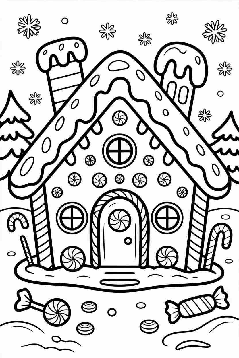 Christmas ginger bread house - đ Christmas Ginger Bread House Coloring Pages Free Printable (3)