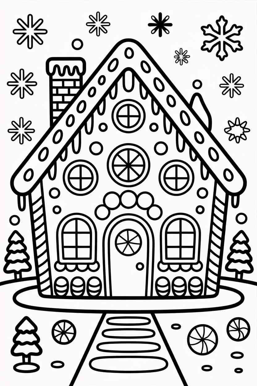Christmas ginger bread house - đ Christmas Ginger Bread House Coloring Pages Free Printable (4)