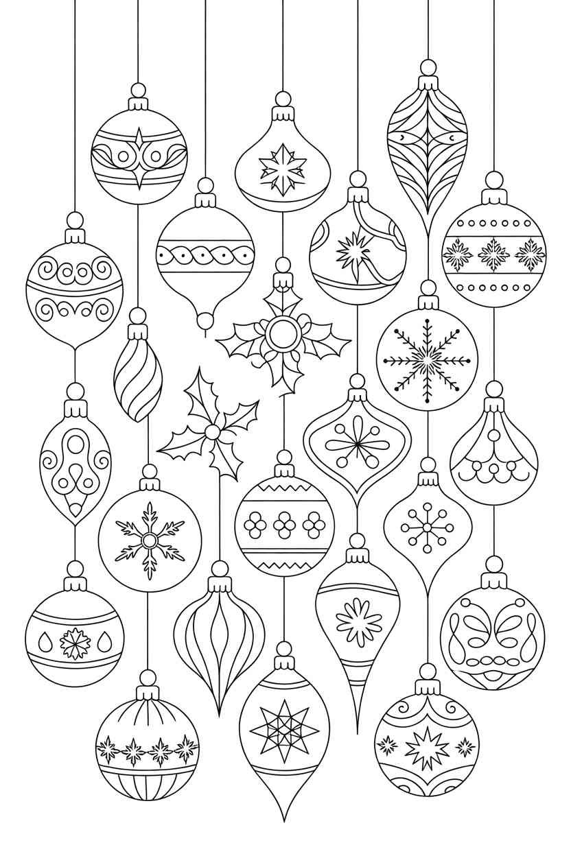 Christmas ornaments set - Christmas Ornaments Set Coloring Pages: Festive Fun for All Ages