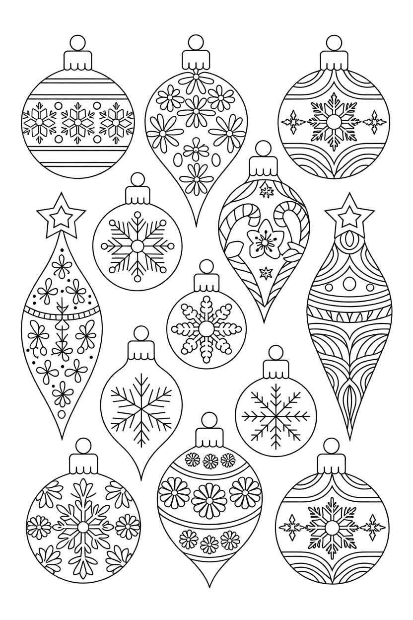 Christmas ornaments set - Christmas Ornaments Set Coloring Pages: Festive Fun for All Ages (2)