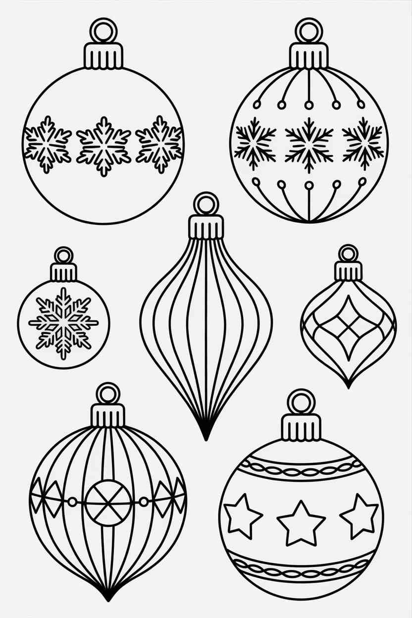 Christmas ornaments set - Christmas Ornaments Set Coloring Pages: Festive Fun for All Ages (4)