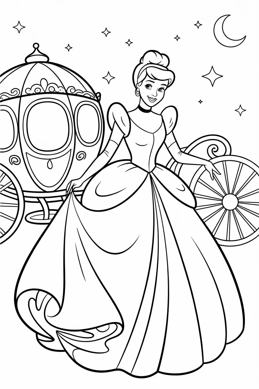 Cinderella picnic Design 4 - Cinderella Picnic Coloring Pages Free Printable