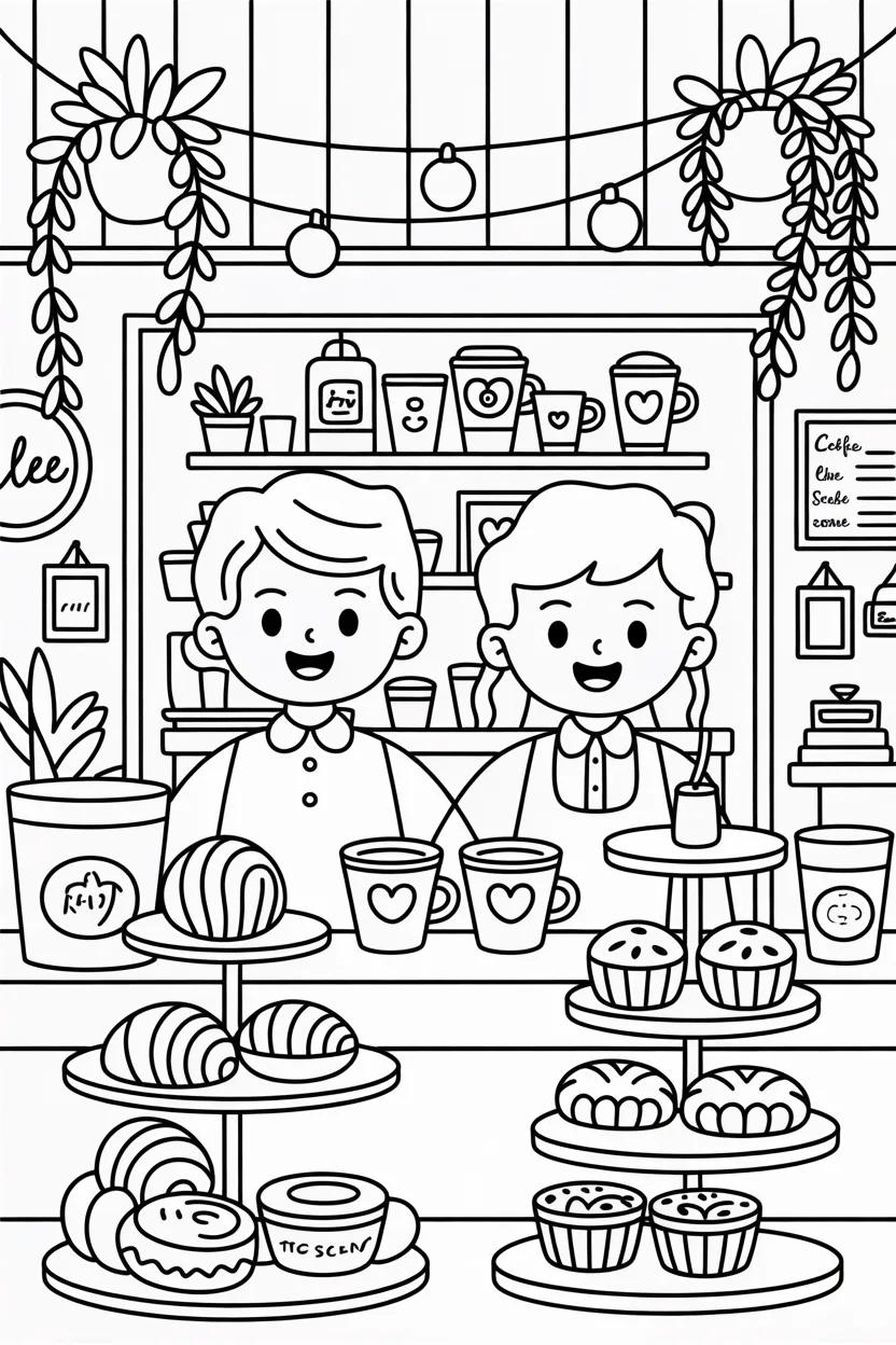 Coffee shop Design 1 - Coffee Shop Coloring Pages Free Printable