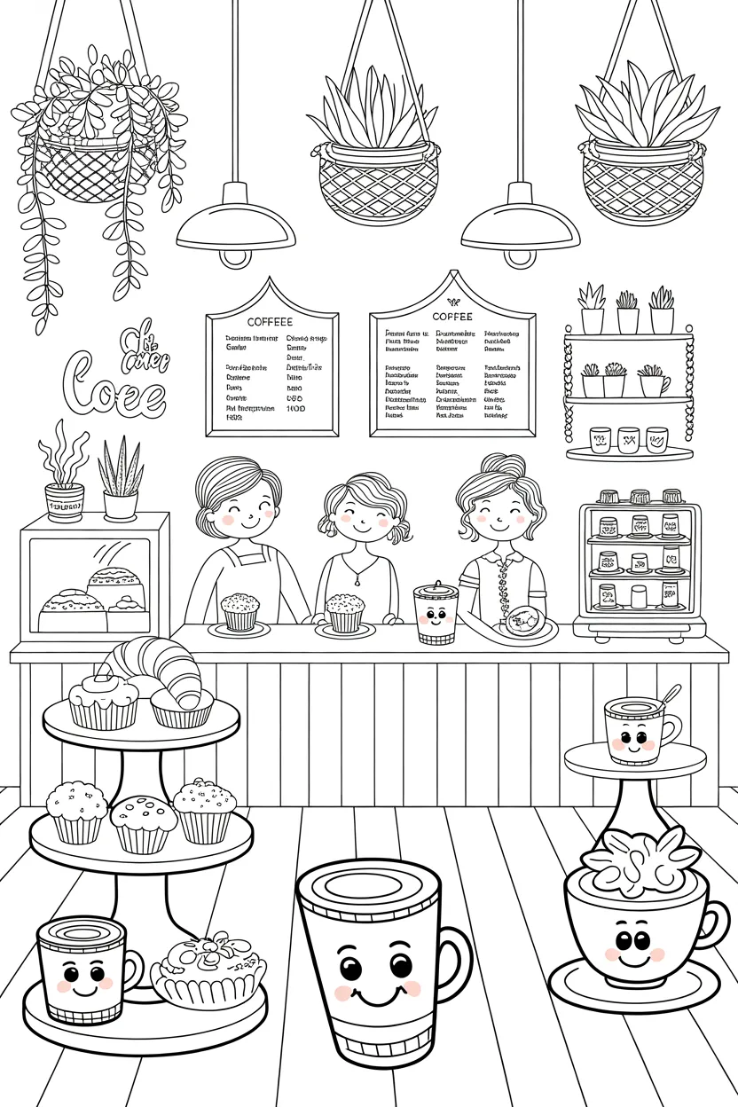 Coffee shop Design 2 - Coffee Shop Coloring Pages Free Printable