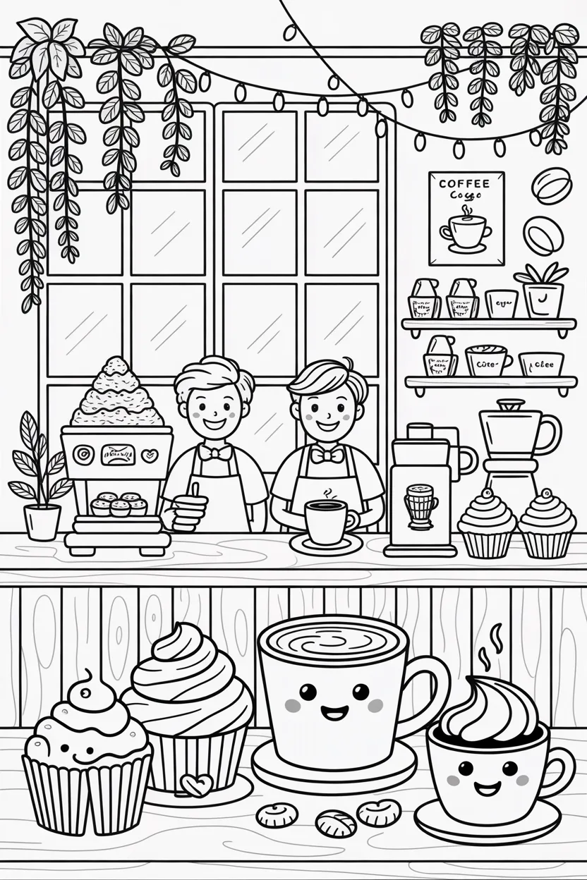 Coffee shop Design 3 - Coffee Shop Coloring Pages Free Printable