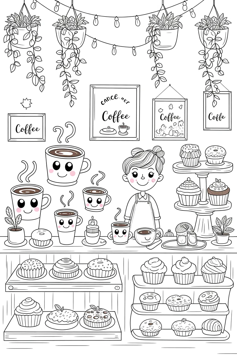 Coffee shop Design 4 - Coffee Shop Coloring Pages Free Printable