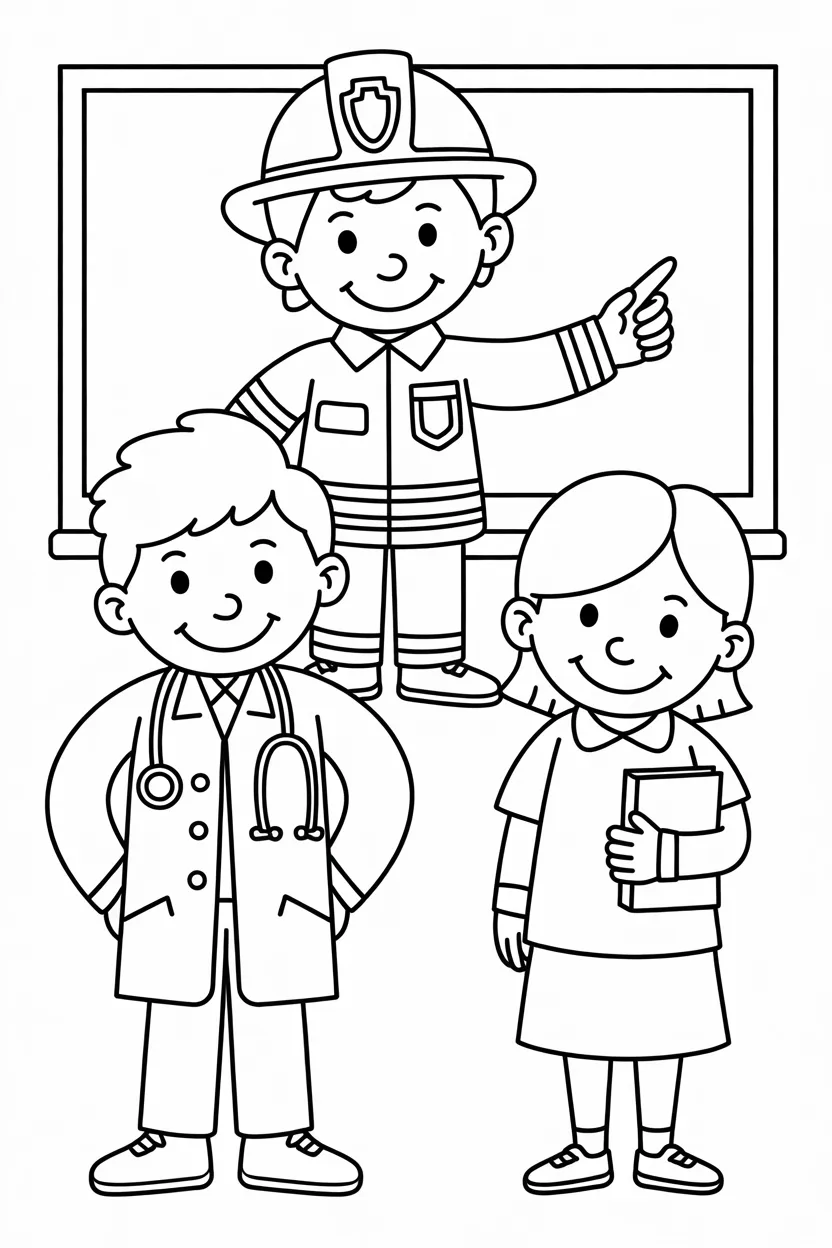 Community helpers Design 1 - Community Helpers Coloring Pages Free Printable