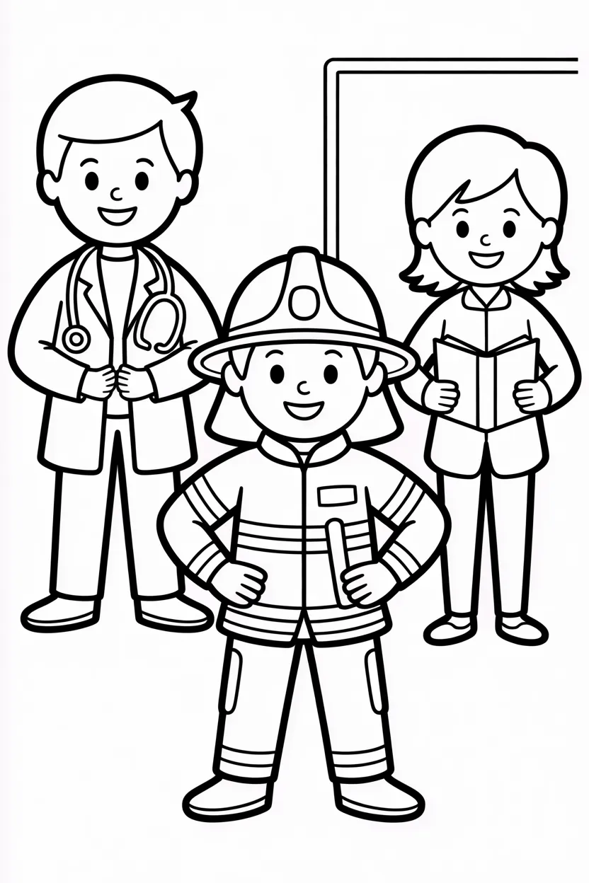 Community helpers Design 3 - Community Helpers Coloring Pages Free Printable