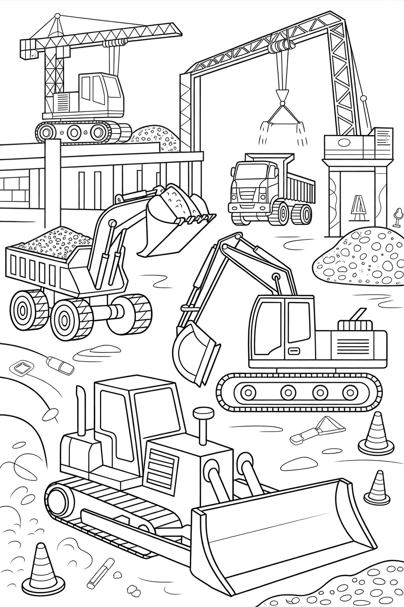 Construction vehicles Design 3 - Construction Vehicles Coloring Pages Free Printable