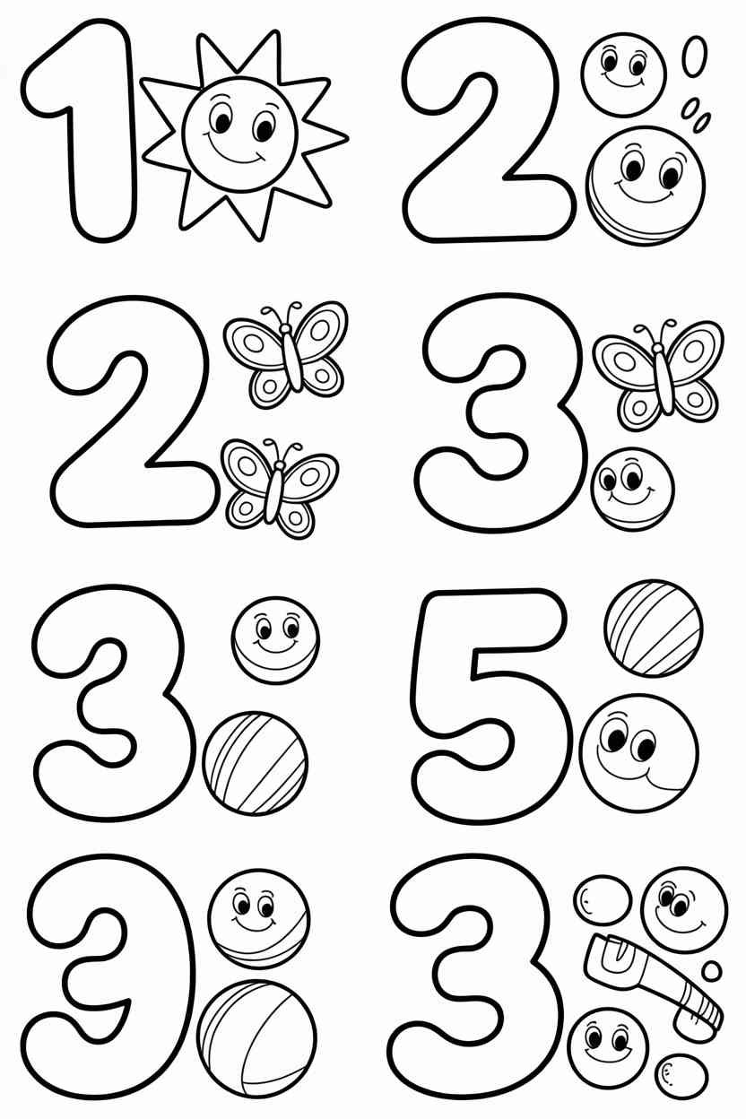 Counting Design 1 - Counting (1–10) Coloring Pages Free Printable for Kids