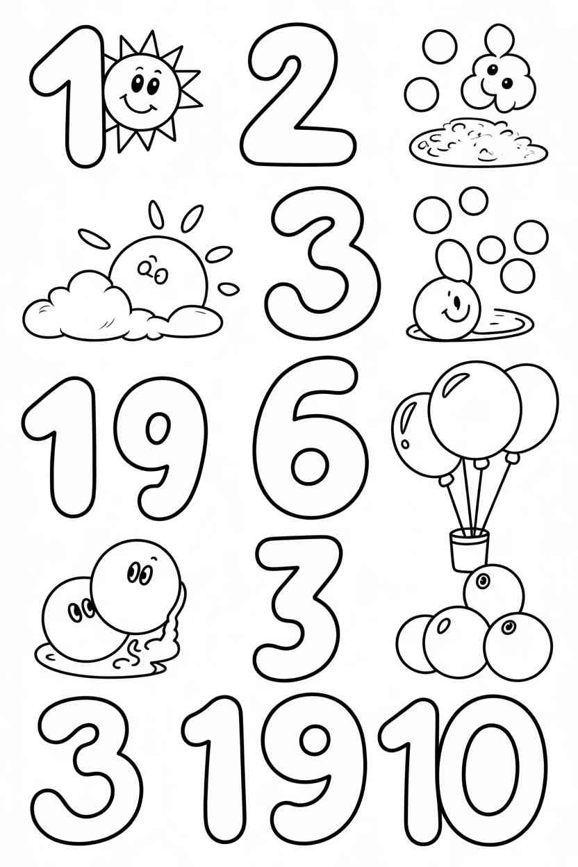 Counting Design 2 - Counting (1–10) Coloring Pages Free Printable for Kids