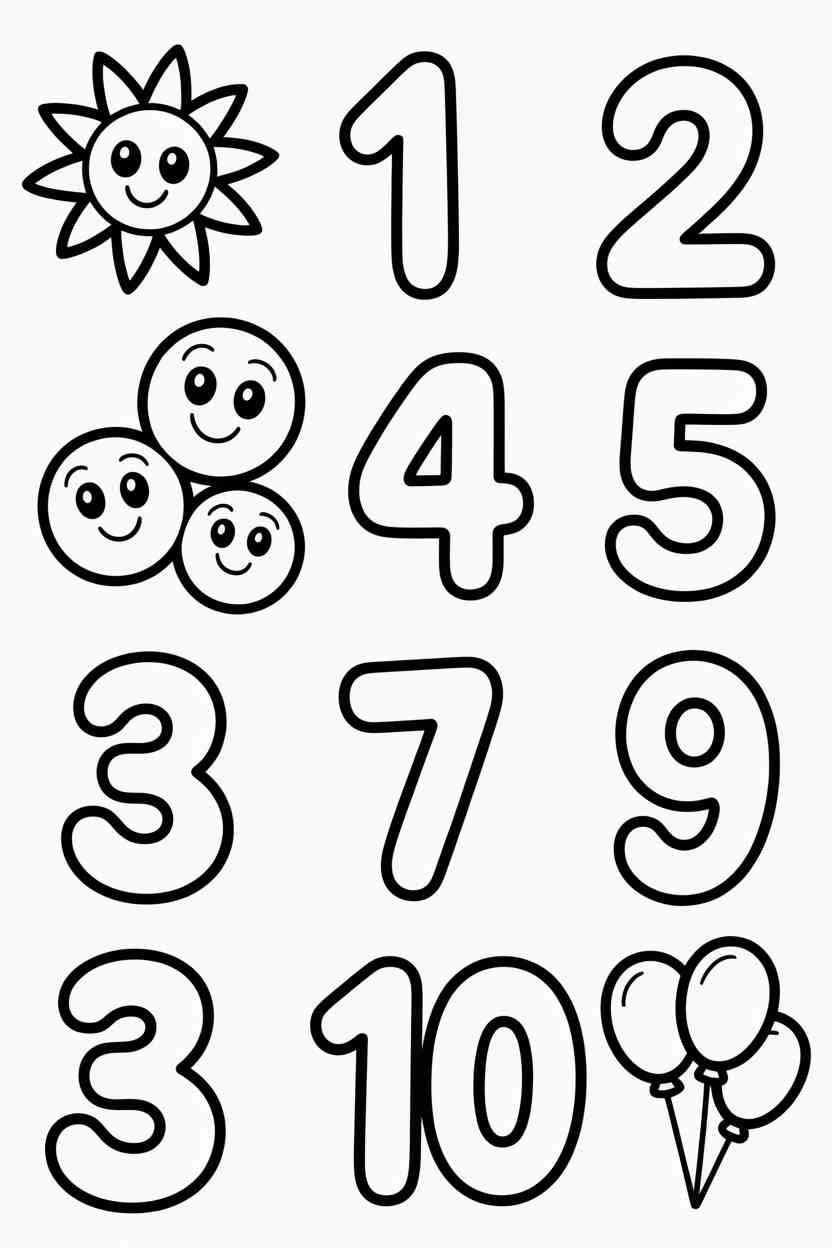 Counting Design 3 - Counting (1–10) Coloring Pages Free Printable for Kids