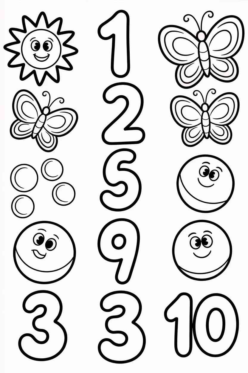 Counting Design 4 - Counting (1–10) Coloring Pages Free Printable for Kids