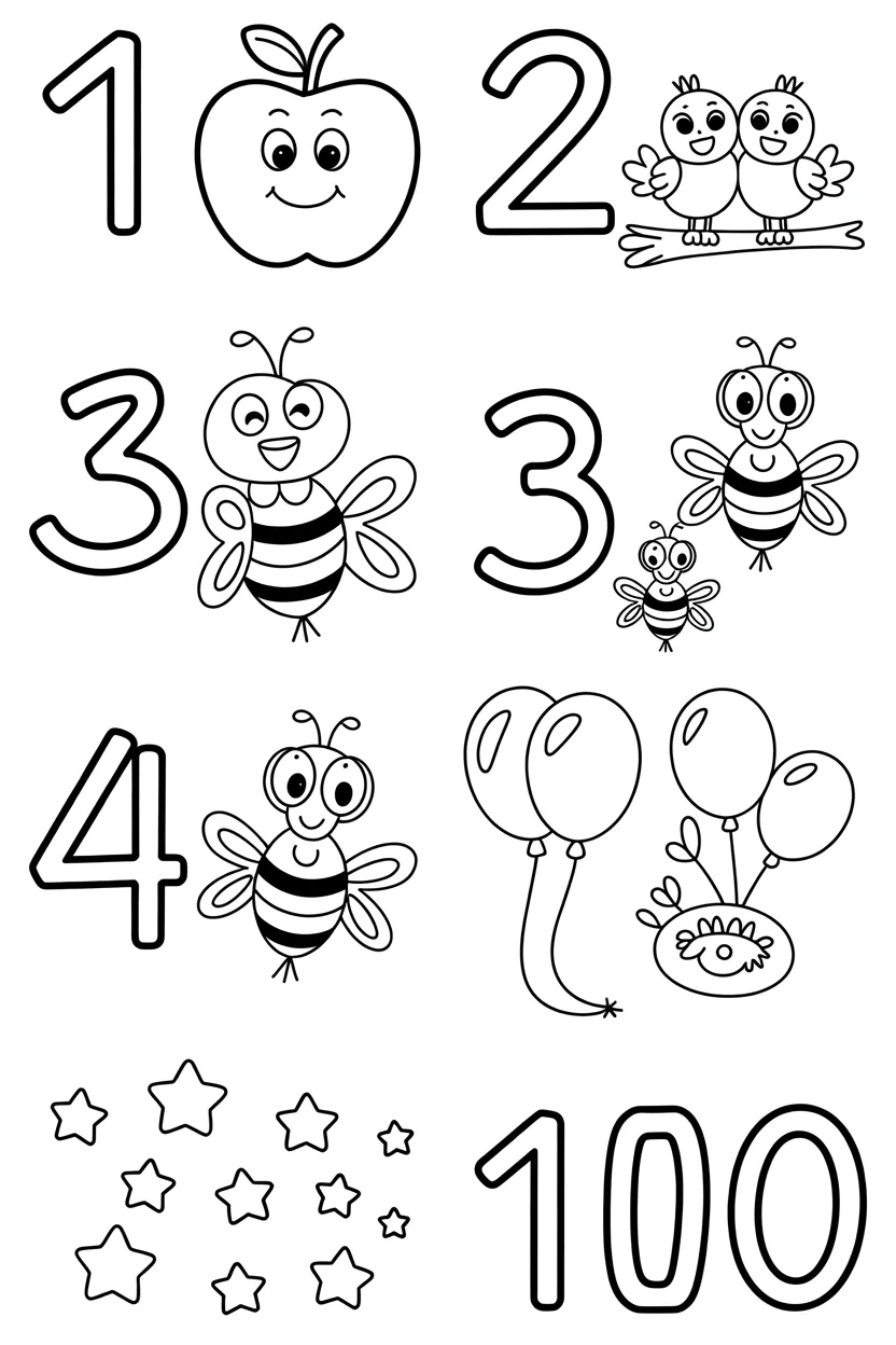 Counting Design 1 - Counting Coloring Pages Free Printable - Learning Fun