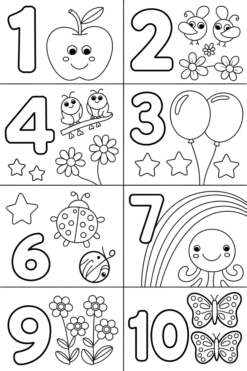 Counting Design 2 - Counting Coloring Pages Free Printable - Learning Fun