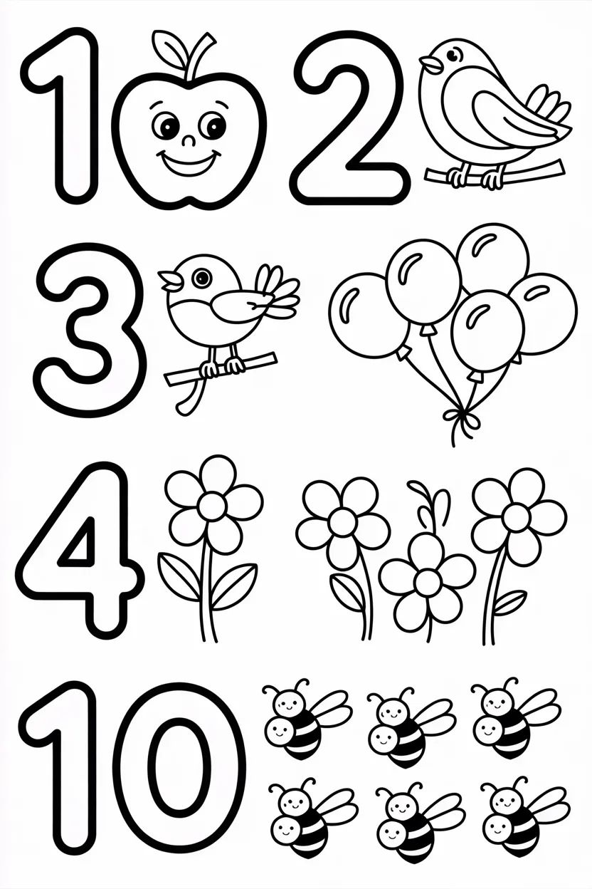 Counting Design 3 - Counting Coloring Pages Free Printable - Learning Fun