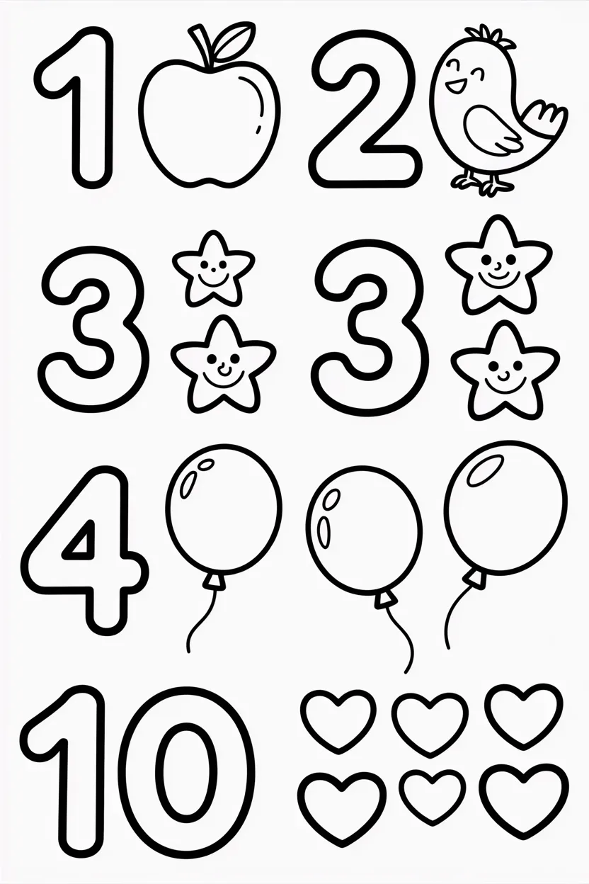 Counting Design 4 - Counting Coloring Pages Free Printable - Learning Fun