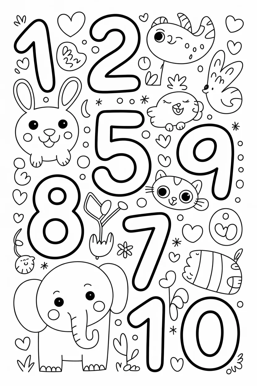 Counting Design 2 - Counting Coloring Pages Free Printable - Learning Activity