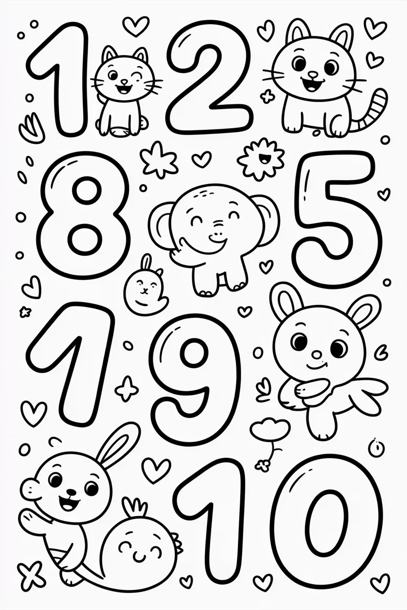 Counting Design 3 - Counting Coloring Pages Free Printable - Learning Activity