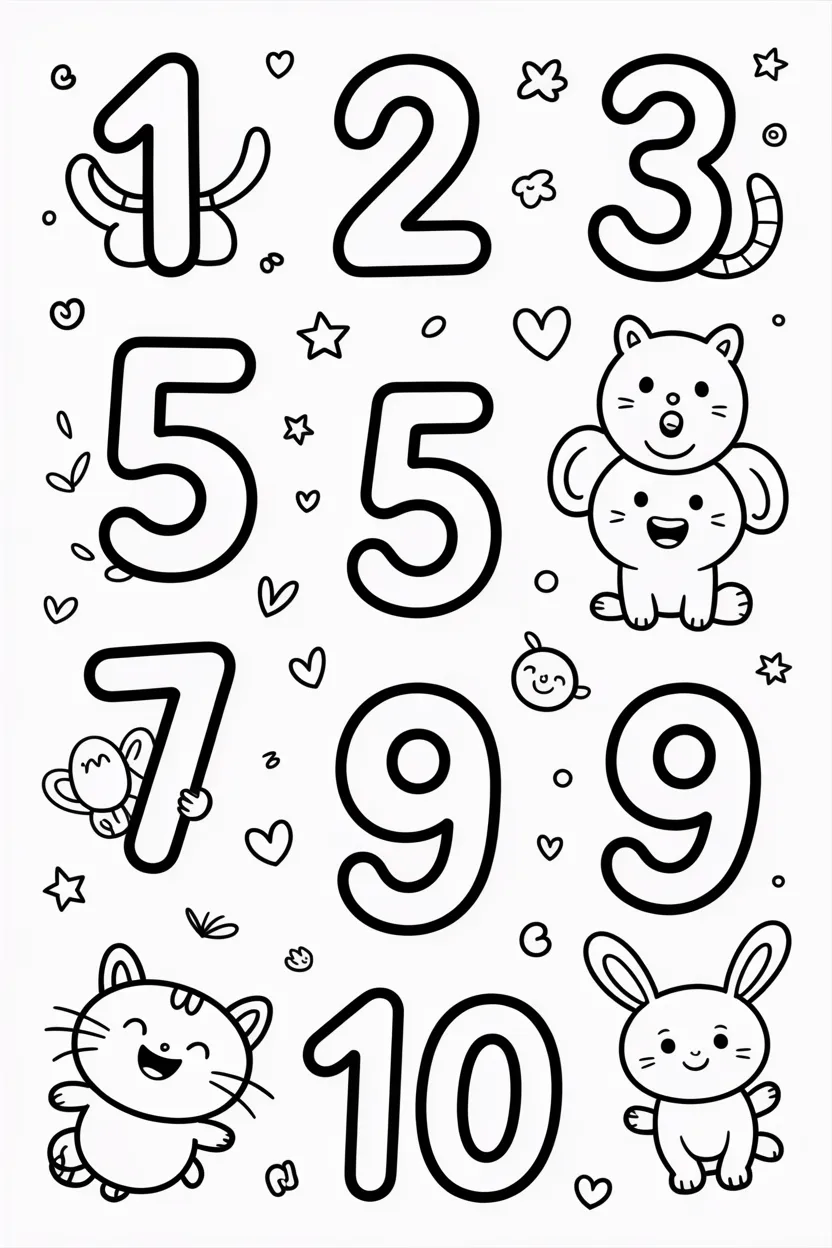 Counting Design 4 - Counting Coloring Pages Free Printable - Learning Activity