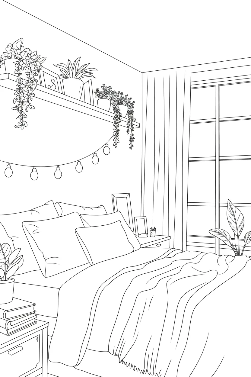 Cozy bedroom Design 2 - Cozy Bedroom Coloring Pages Free Printable - Cute