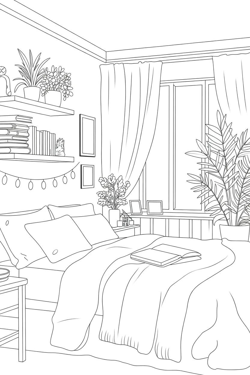 Cozy bedroom Design 3 - Cozy Bedroom Coloring Pages Free Printable - Cute