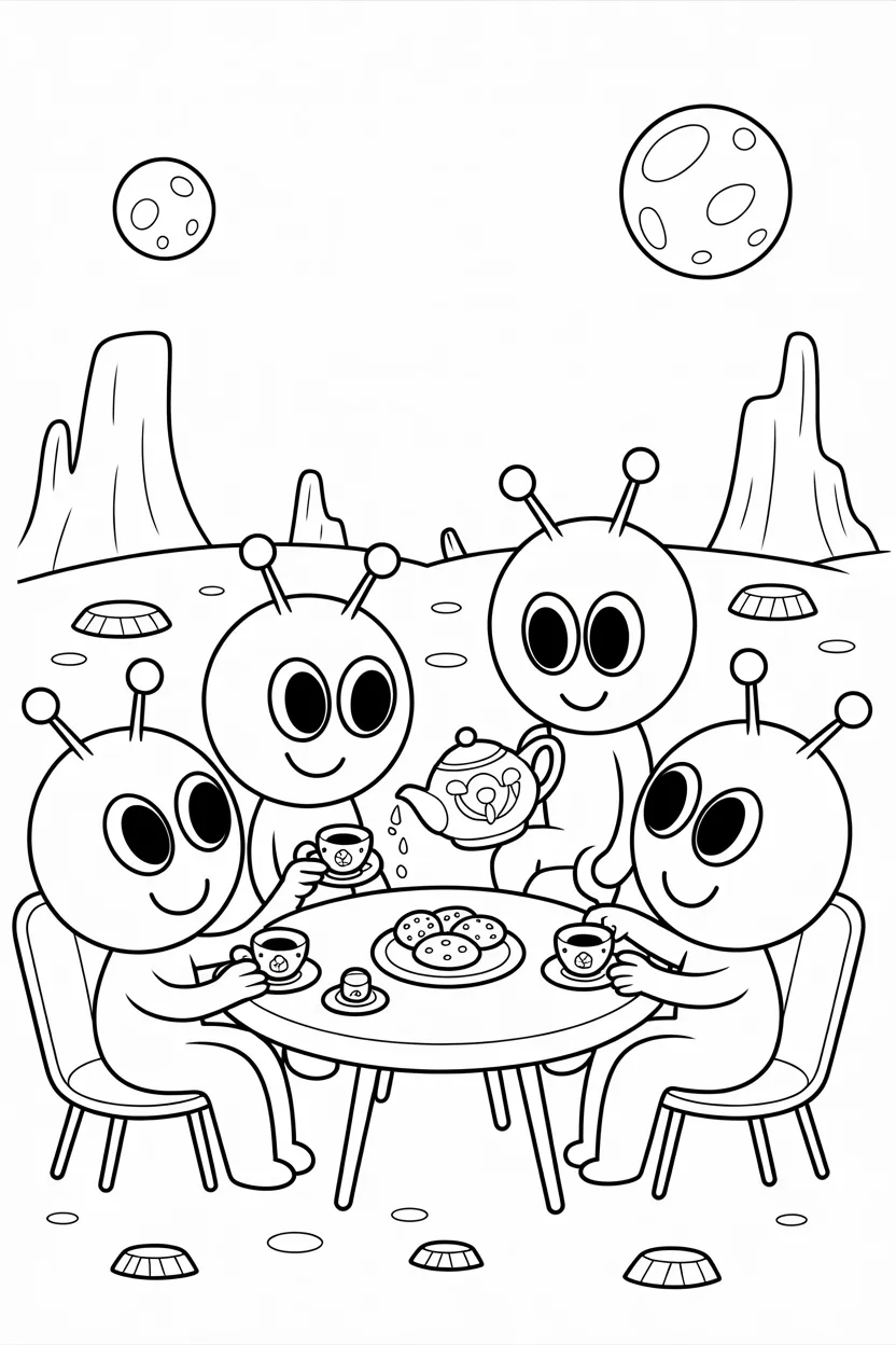 Cute aliens Design 1 - Cute Aliens coloring pages Free Printable
