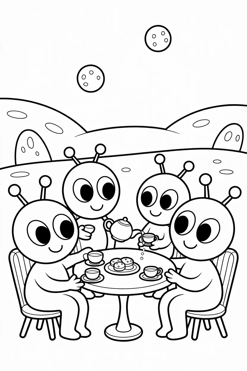 Cute aliens Design 2 - Cute Aliens coloring pages Free Printable