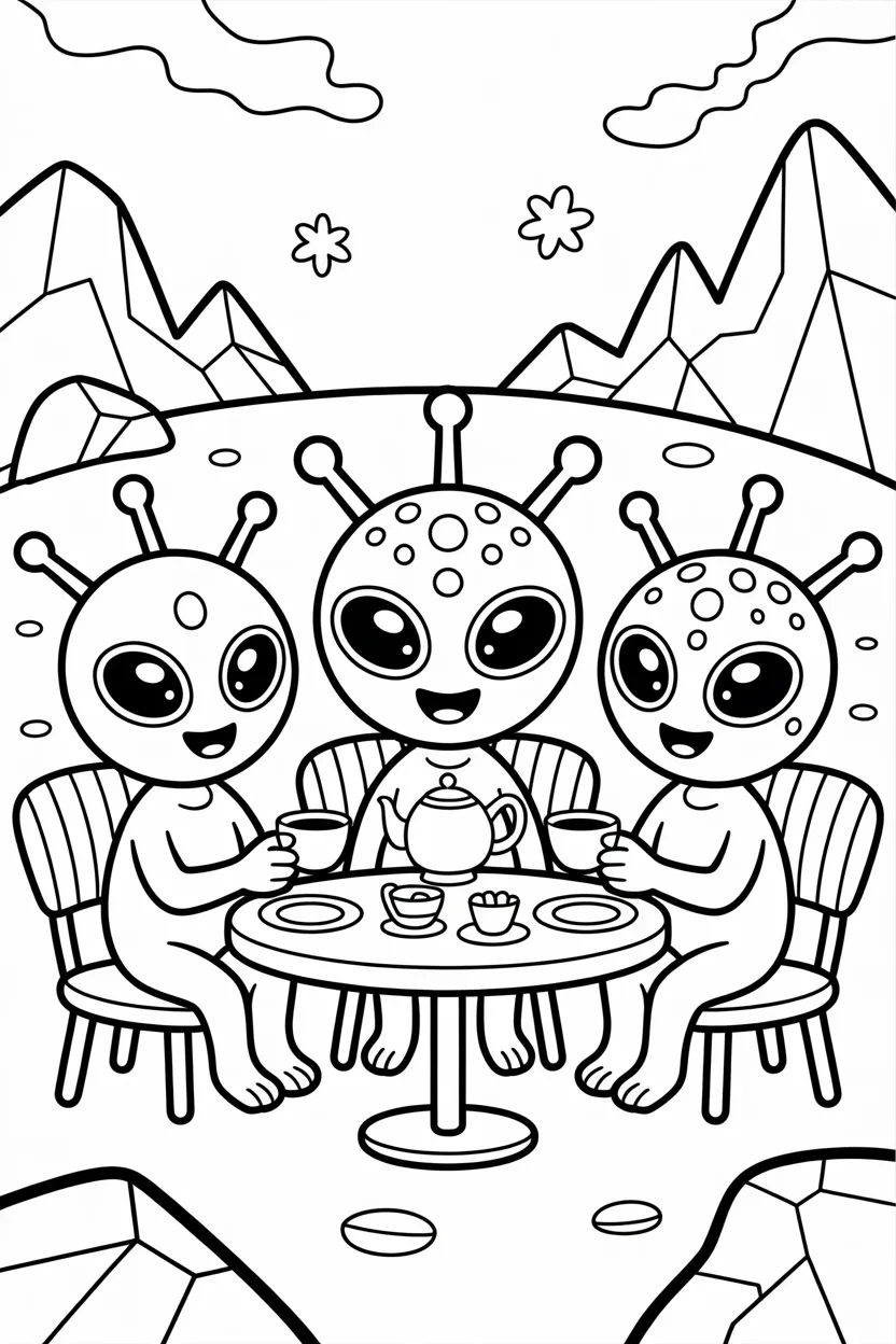 Cute aliens Design 3 - Cute Aliens coloring pages Free Printable