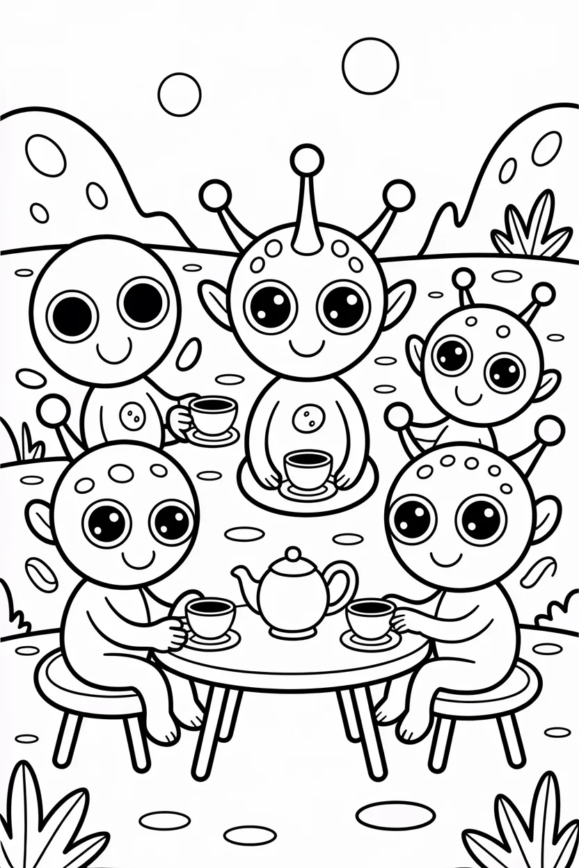 Cute aliens Design 4 - Cute Aliens coloring pages Free Printable