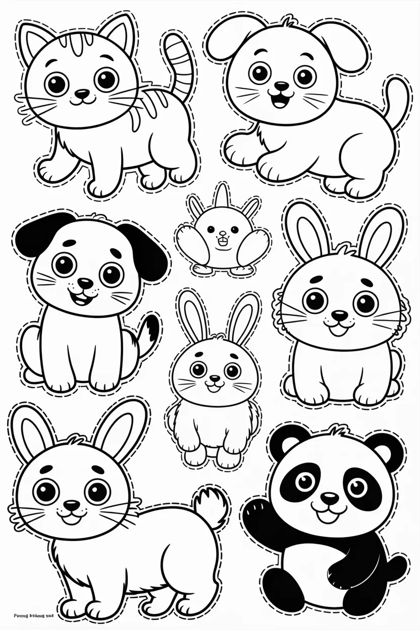 Cute animal doodles Design 3 - Cute Animal Doodles Coloring Pages Free Printable - Adorab