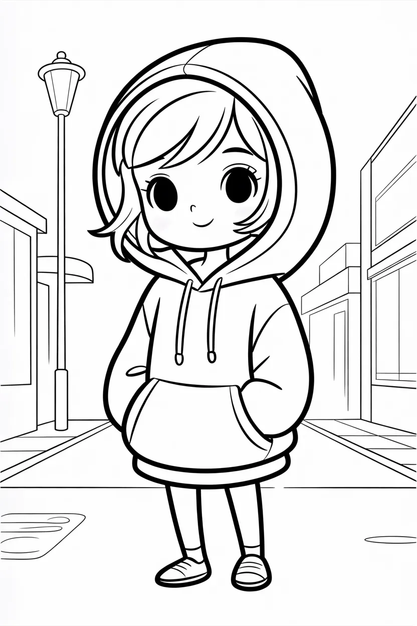 Cute anime style girl Design 2 - Cute Anime-Style Girl Coloring Pages Free Printable