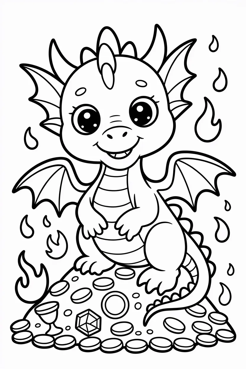 Cute baby dragon Design 1 - Cute Baby Dragon Coloring Pages Free Printable