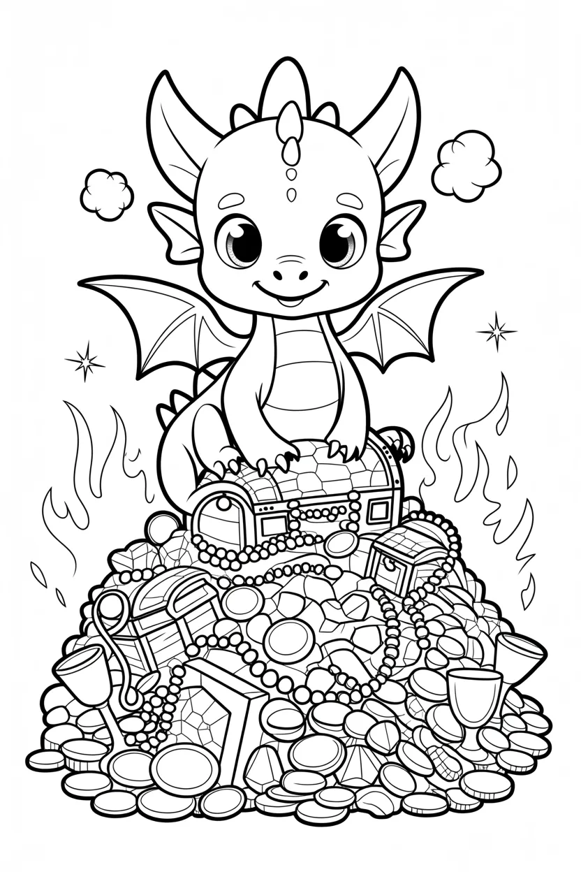 Cute baby dragon Design 2 - Cute Baby Dragon Coloring Pages Free Printable