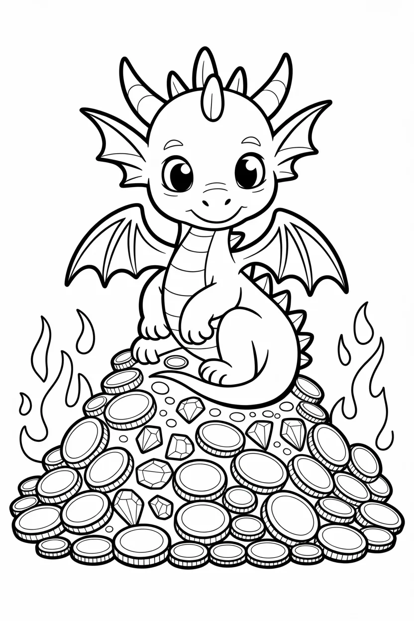 Cute baby dragon Design 4 - Cute Baby Dragon Coloring Pages Free Printable