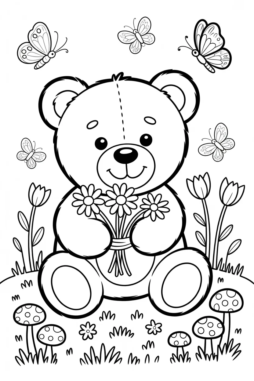 Cute bear Design 1 - Cute Bear Coloring Pages Free Printable - Adorable